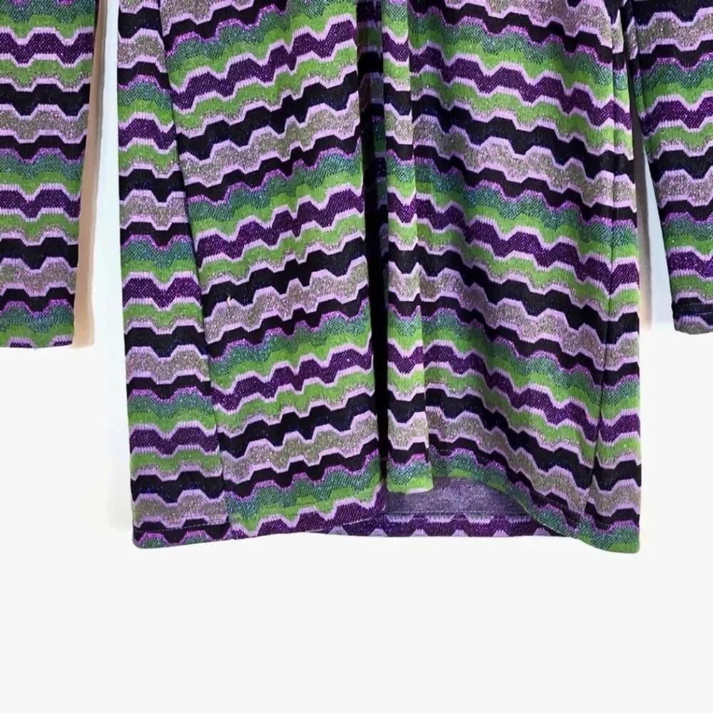 NWT Zara Green Purple Metallic Geo Striped 90s Y2K Cutout Mini Dress Size Small